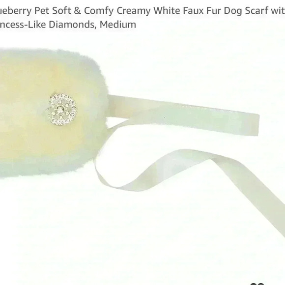 Blueberry Pet Cream Dog Scarf with Rhinestones - Picture 3 of 7